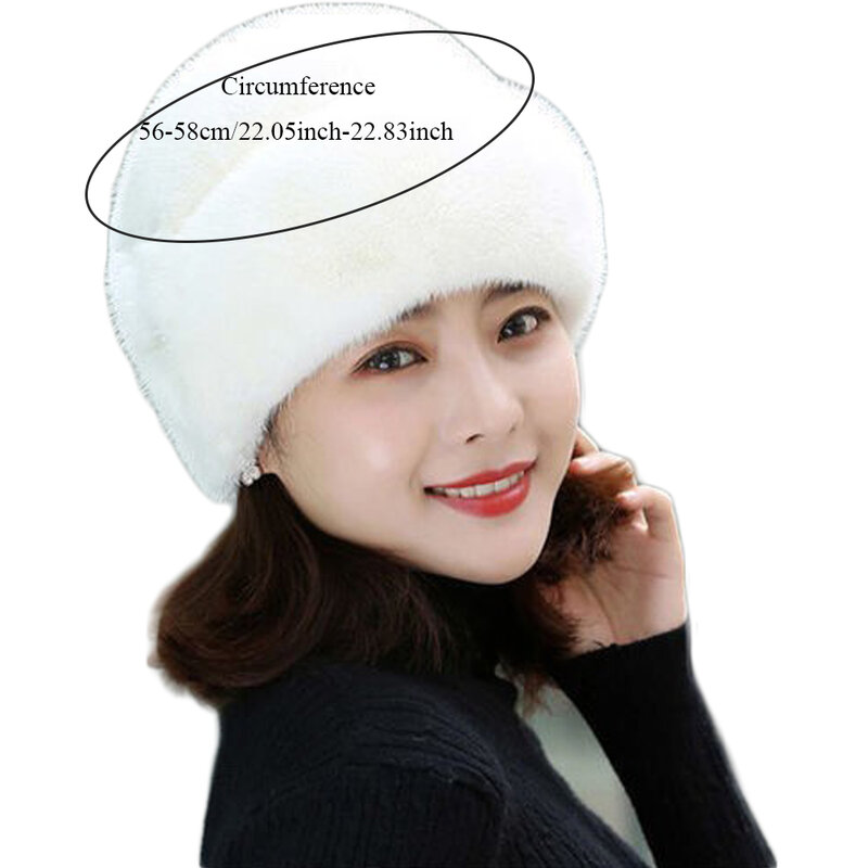 Winter Hat Russian Fluffy Mink Decor Thickened Luxury Keep Warm Solid Autumn Winter Thermal Middle-aged Women Cap Outdoor