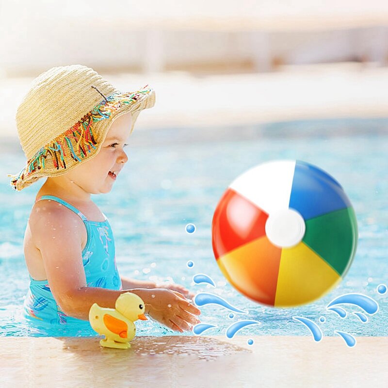Bolas de praia Bulk Toys para festas de verão, jogos aquáticos, decoração de aniversário, cor clássica do arco-íris, fácil de usar