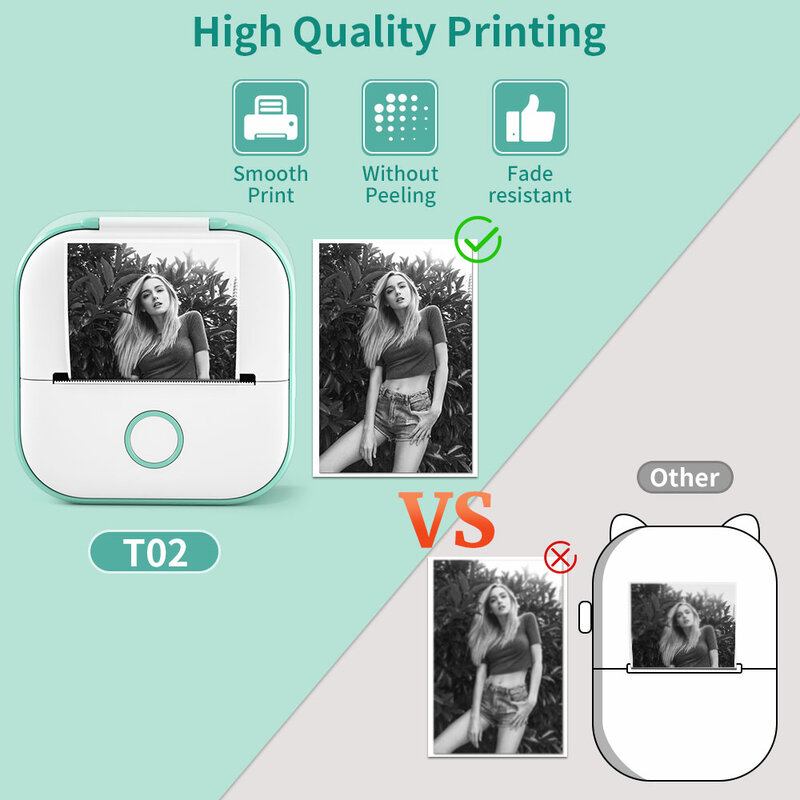Мини-наклейка принтер Phomemo T02, термопортативный Карманный принтер для телефона без чернил, совместимый с Android iOS, мгновенная печать