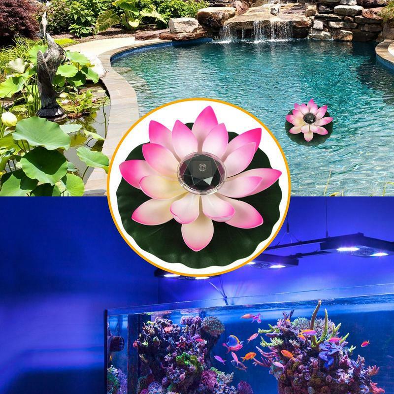 Lotus Floating Pool Lights, Flower Pond Lights, Luzes da piscina solar, Gramado de praia, Acessórios para piscina