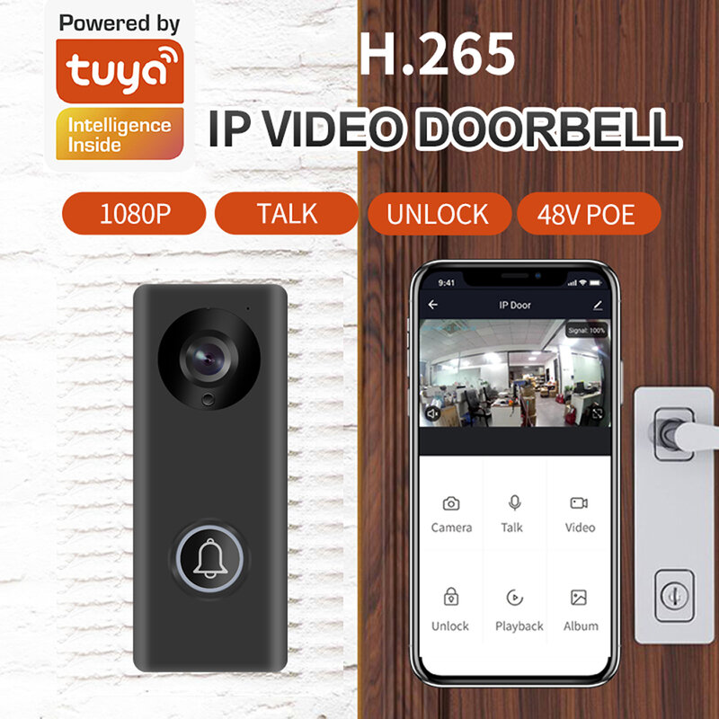 1080P POE IP wideodomofon WIFI wideodomofon Tuya APP inteligentny dzwonek do drzwi WIFI dzwonek do drzwi kamera Alarm bezprzewodowa kamera bezpieczeństwa