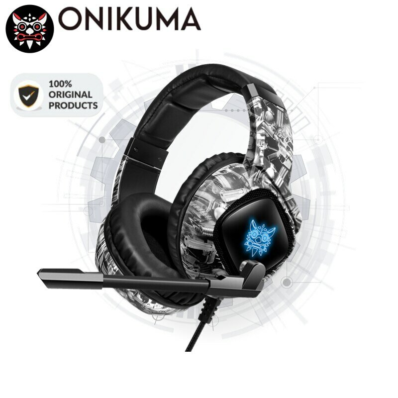 ONIKUMA K19 게임용 헤드셋 헤드폰, 유선 노이즈 캔슬링 스테레오 이어폰, 마이크 포함