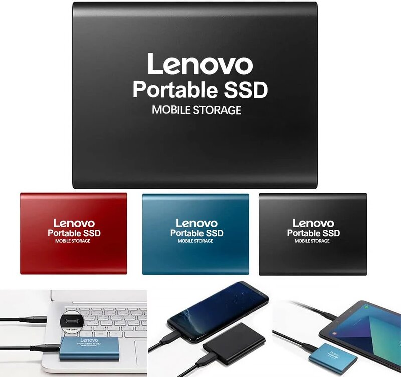 Lenovo SSD portabel hard drive eksternal kecepatan tinggi Mobile Solid State Drive 128TB penyimpanan eksternal Hard disk desives untuk PCMac
