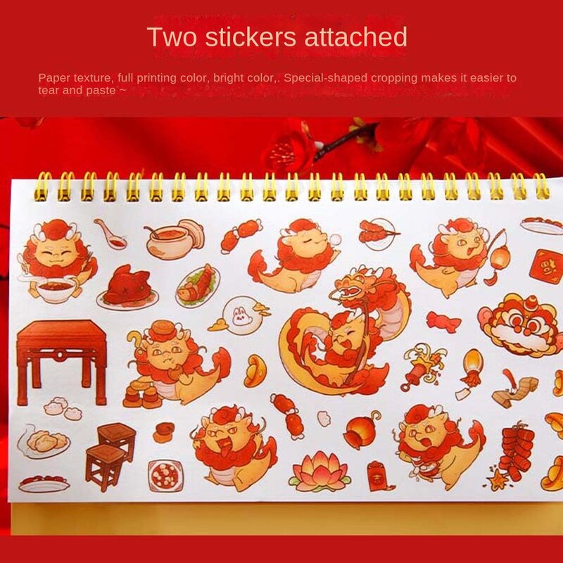 2024 Chinese Dragon Year Simple Desk Calendar Fireworks Desktop Paper Calendar Daily Scheduler Table Planner New Year Gift