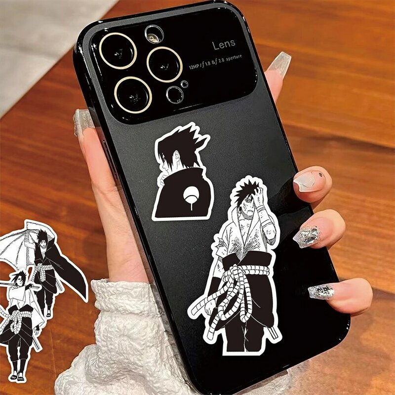 สติกเกอร์ลายการ์ตูนนารูโตะ Uchiha Sasuke 10/30/70ชิ้นสติกเกอร์กราฟฟิตีสีดำและสีขาว DIY โทรศัพท์เครื่องเขียนแล็ปท็อปรูปลอก