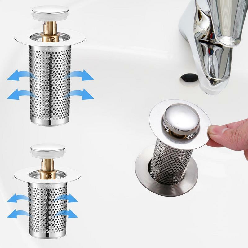 Bathroom Sink Plug Stopper   High Quality Stainless Steel Sink Drain Strainer Fine Mesh Filter Pop-Up Bounce Core Basin Stopper