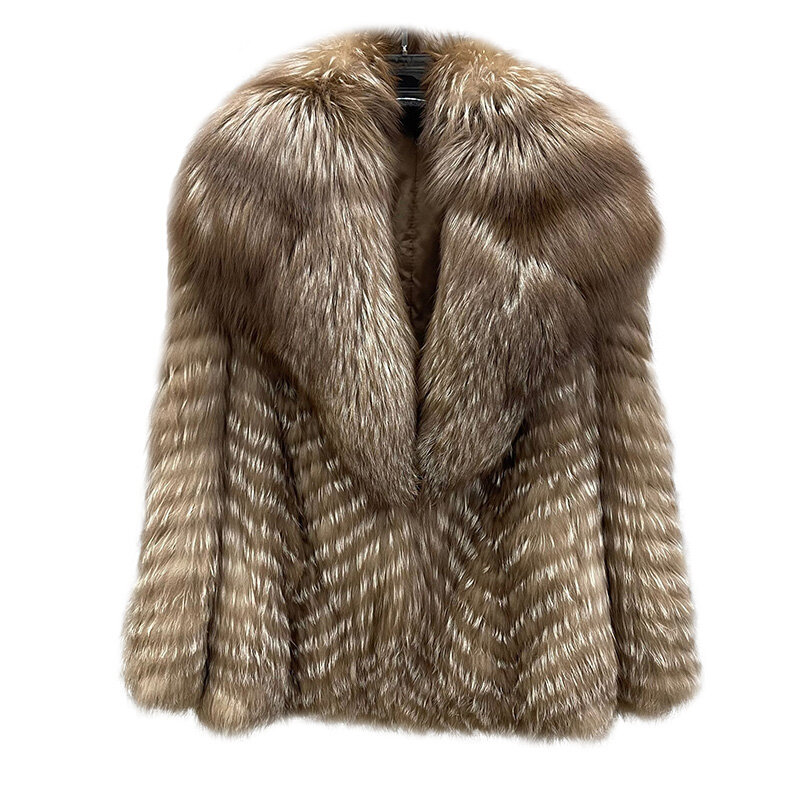 Manteau d'hiver chaud pour femme, veste en fourrure de renard 100% naturelle, vraie fourrure de torche, vêtements d'extérieur en fourrure pour femme, nouveau style, haute qualité, GT6255