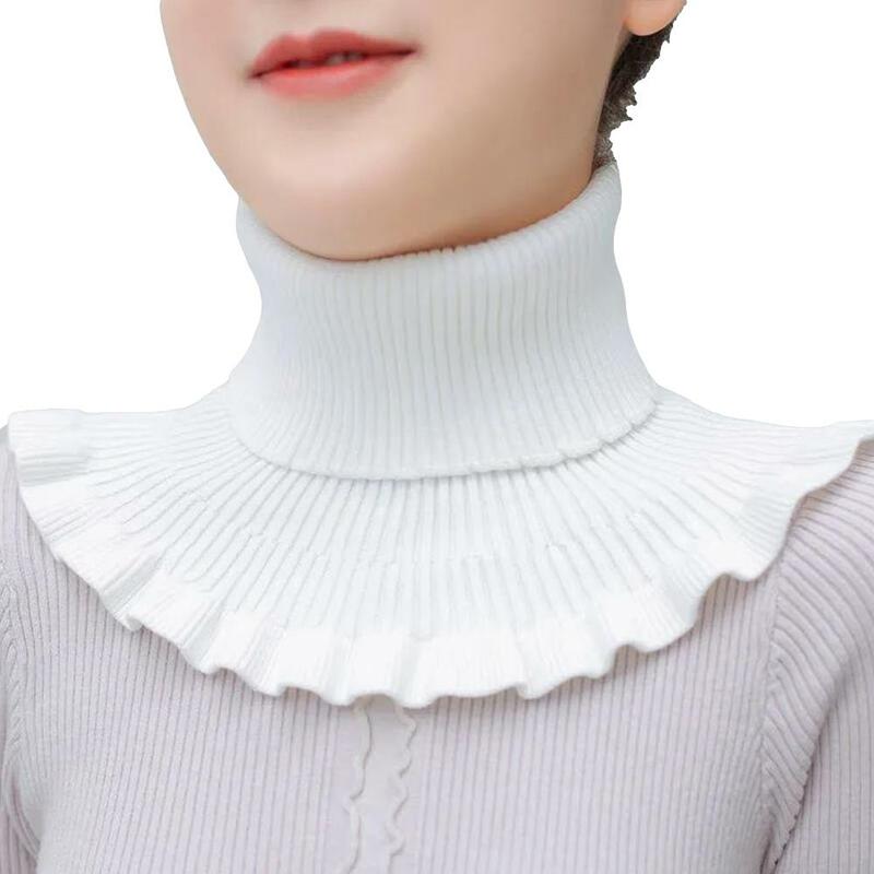 Elastic Knitted Neck Collars Knitted Wool False Collar Ornaments Solid Color Scarf Woolen Neck Collars Fake Collar Fashion R6h0