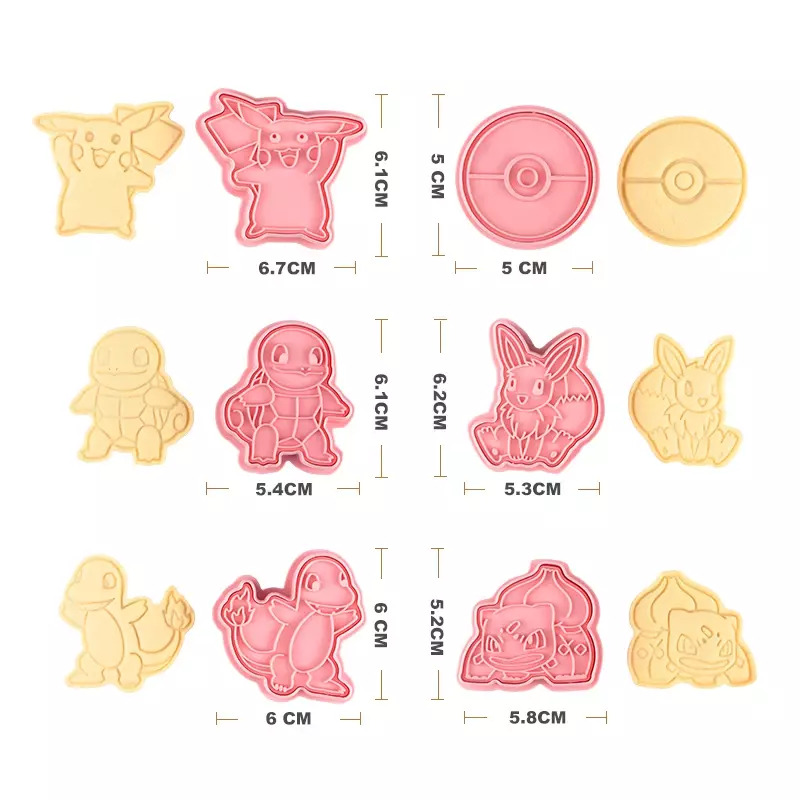 6pcs Anime Pokemon Cartoon Cookies Mold Sets Reusable DIY Baking Tools Cakes Plastic Cookie Home Decoration for Party Supplies