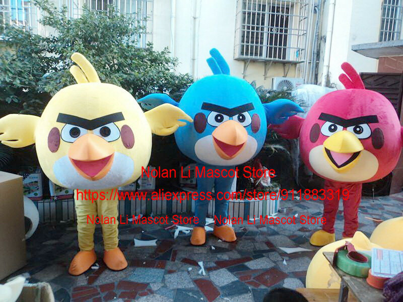 Heiße Verkäufe rot gelb blau Vogel Maskottchen Kostüm Cartoon Set Rollenspiel Erwachsenen größe Karneval Werbe spiel Weihnachts geschenk 324