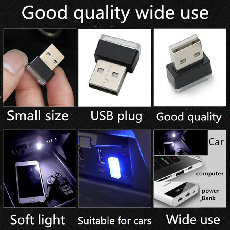 Mini lumière de voiture LED USB, lumière au néon automatique, Plug and Play, décoration, lampe ambiante, lumières intérieures de voiture, style de voiture, nouveau, 2024