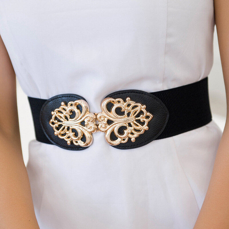 Cinturón elástico informal ancho para mujer, cinturón ajustado para vestidos, banda para la cintura