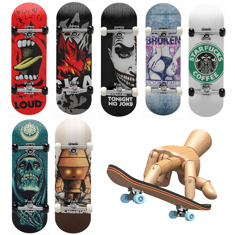 Wooden Professional Finger Skateboards DIY Toys Skate Park Tech Parts Deck Stunt Metal Bracket Bearing Wheel Tabletop Toys Gifts