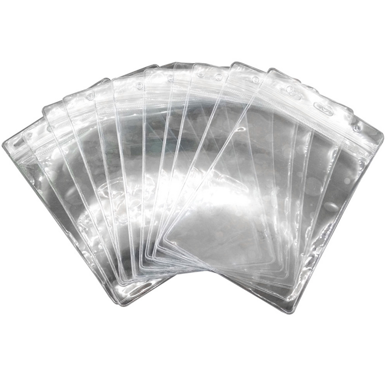 10pcs Transparent Waterproof PVC Business ID Badge Holder Holder for Office School (Vertical Type)