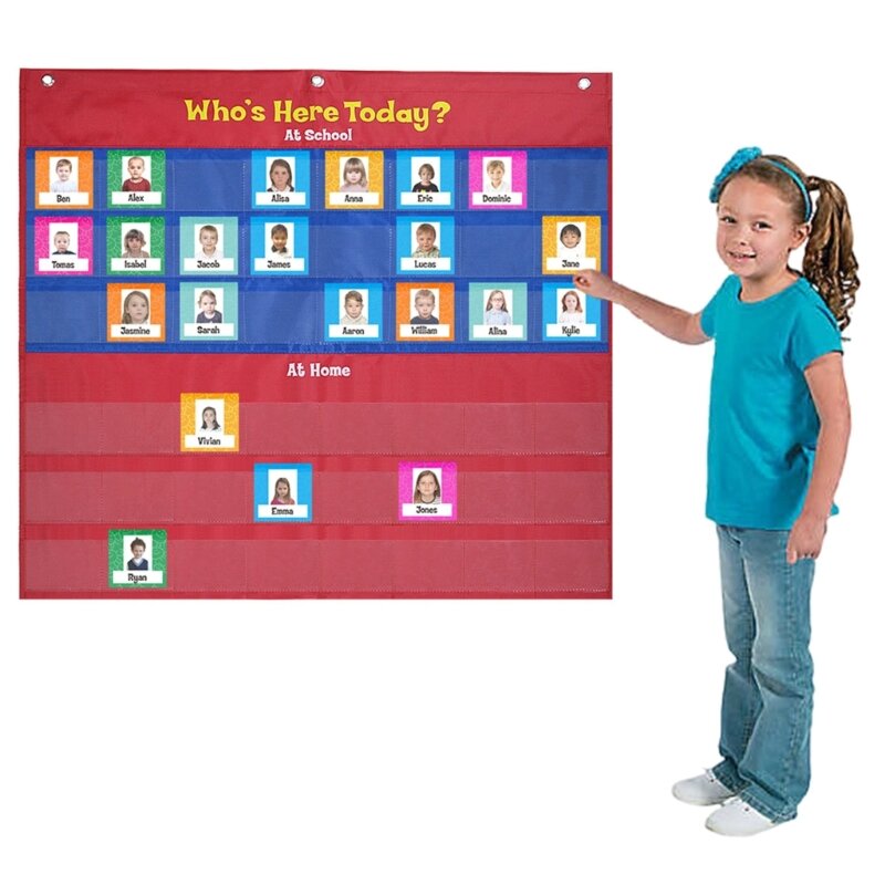 Durável Classroom Management Pocket Chart para Classroom Preschool Classroom Atendimento Gráfico Ajudando Mãos Bolso Gráfico