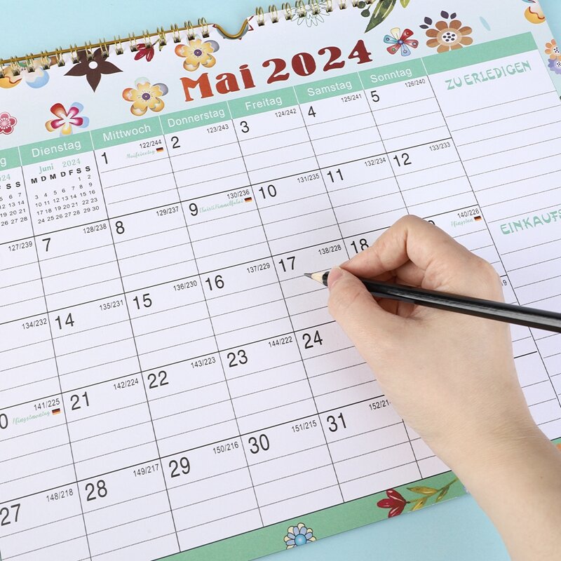 Kalender dinding 2024-2025 ruang meja bulanan liburan penggunaan sehari-hari kertas janji kalender gantung kalender kencan kalender kantor