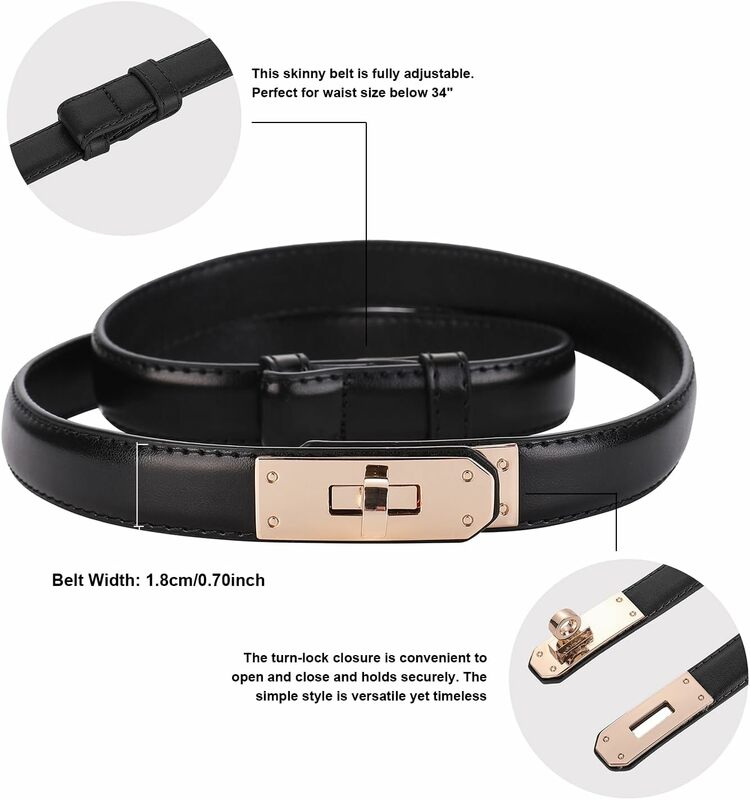 Simple Thin Designer Belts For Women Luxury Metal Buckle Genuine Leather Ladies Waistband Female Dresses Jeans Decoration Girdle