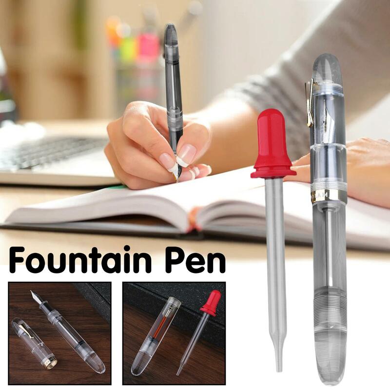 قلم حبر شفاف ذو سعة كبيرة من MAJOHN ، قلم كتابة بالحبر ، قلم تعبئة مع غطاء للعين ، هدية للمكتب ، EF ، F ، M ، C4 ، EF ، صندوق القلم ، T2Q1