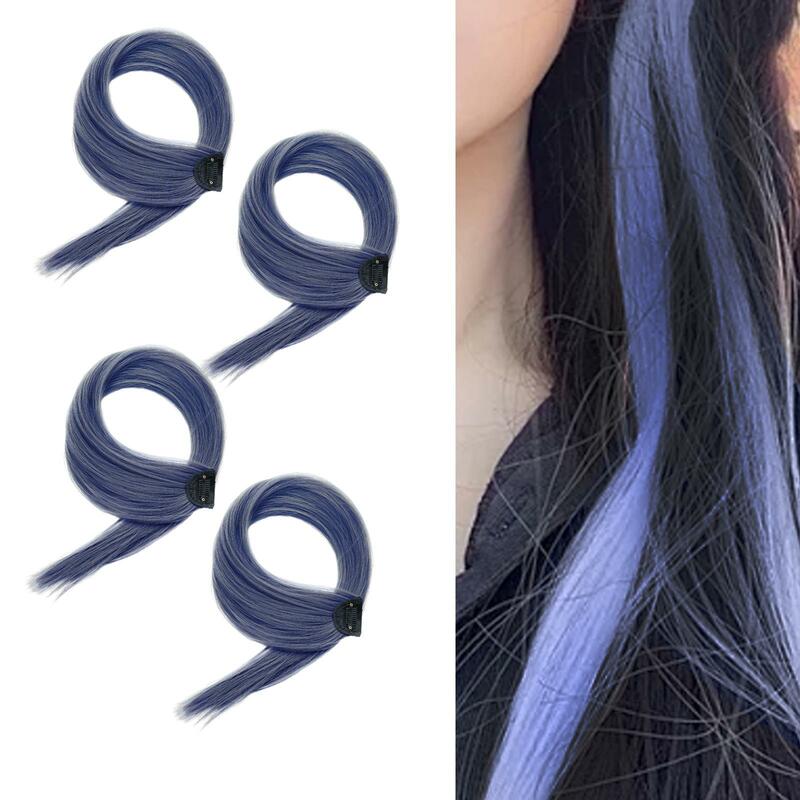 4 Pieces Hanging Ear Dyed Wig for Women Hair Accessories Daily Hairpiece Fashionable Seamless Colored Hair Extensions Hair Clips