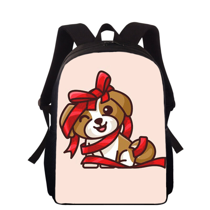 Mochila con estampado 3D de perro cachorro de dibujos animados para niños, mochilas escolares de primaria para niños y niñas, mochilas para libros escolares para estudiantes, 16"