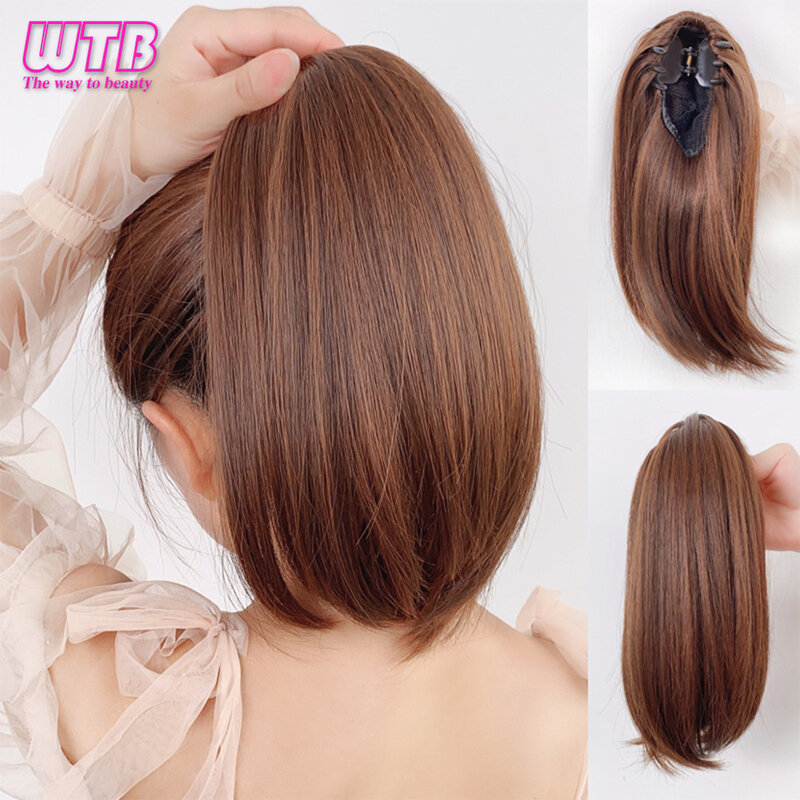 WTB Synthetic Grab Clip Short Ponytail Wig Female High Ponytail Short Summer Short Curly Hair Fluffy Lightweight Wig