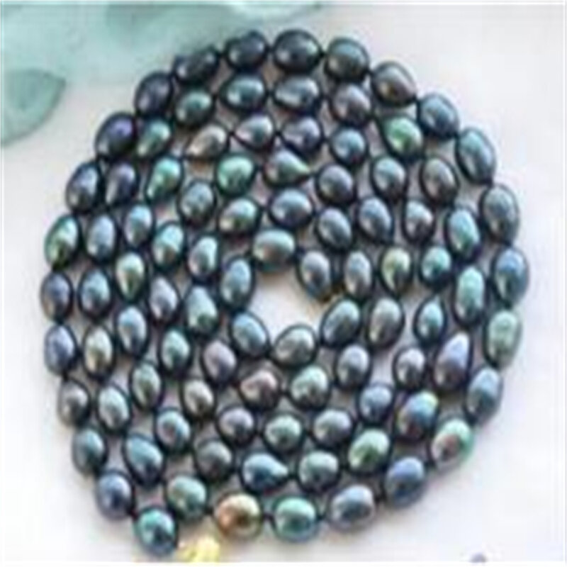 New hot 9-10mm Tahitian Black Natural Pearl Necklace 48"