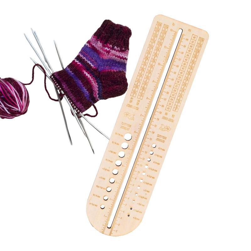 ไม้บรรทัดถุงเท้าทำจากไม้เครื่องมือถักนิตติ้งตัวบล็อกวัดขนาดโครเชต์อุปกรณ์สำหรับทอผ้าอุปกรณ์แบบทำมือ