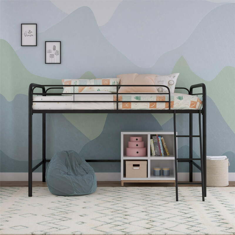 Muebles de dormitorio de Metal para Loft, cama doble, capacidad de peso de 200 libras, color negro