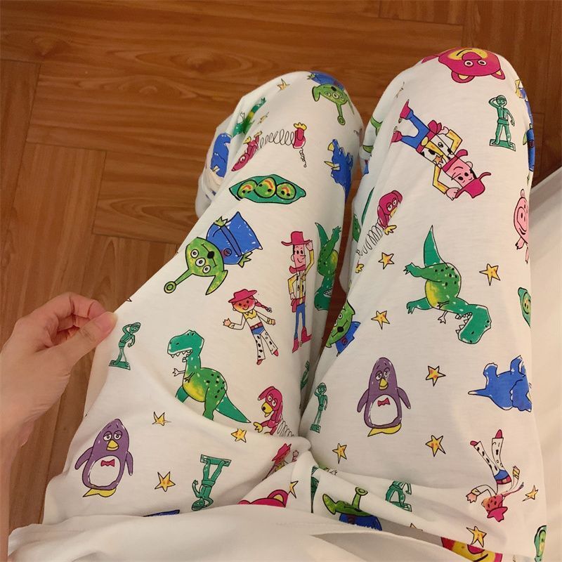Disney-pantalones de pijama de manga larga con estampado Kawaii para mujer, ropa de dormir de dibujos animados de Toy Story, informal, suave y holgada, Winnie The Pooh, novedad de otoño