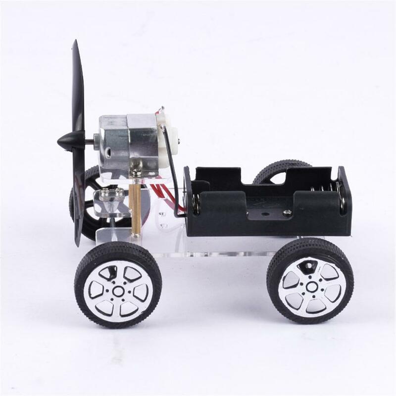 Kit de Mini coche de viento para niños, juguetes educativos de experimentos científicos hechos a mano con Motor 130, regalos de cumpleaños