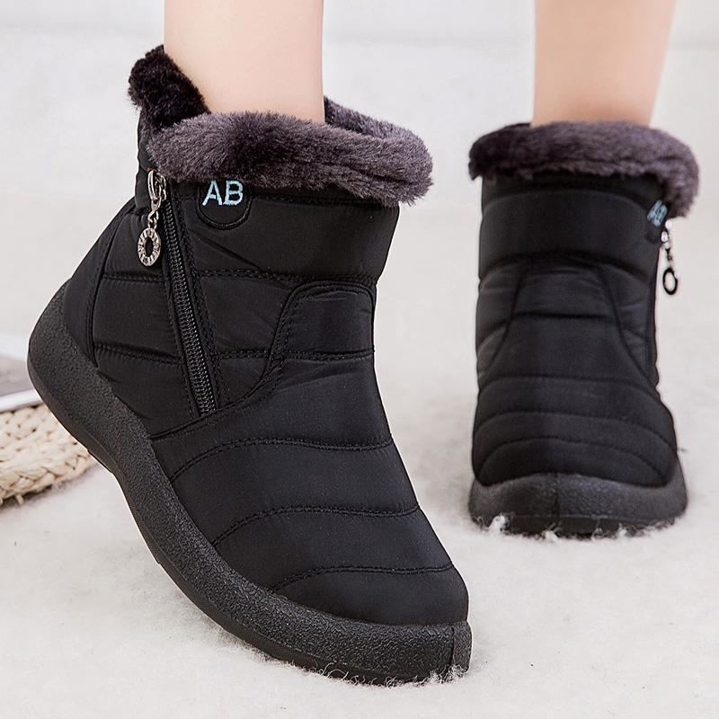 스노우 부츠 모피 플랫폼 부츠 여성용, 방수, 지퍼 신발, 따뜻한 플러시, 겨울 신발, 2022 패션