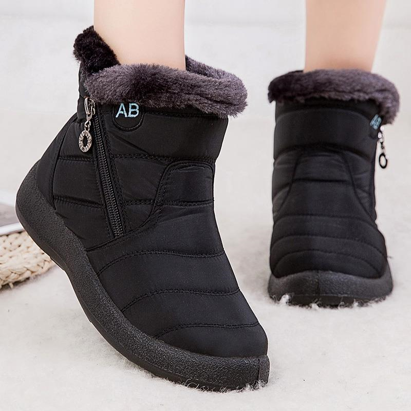 Bottes de neige imperméables pour femmes, bottes à plateforme en fourrure, chaussures à glissière pour dames, chaussures chaudes en peluche pour l'hiver, mode 2022