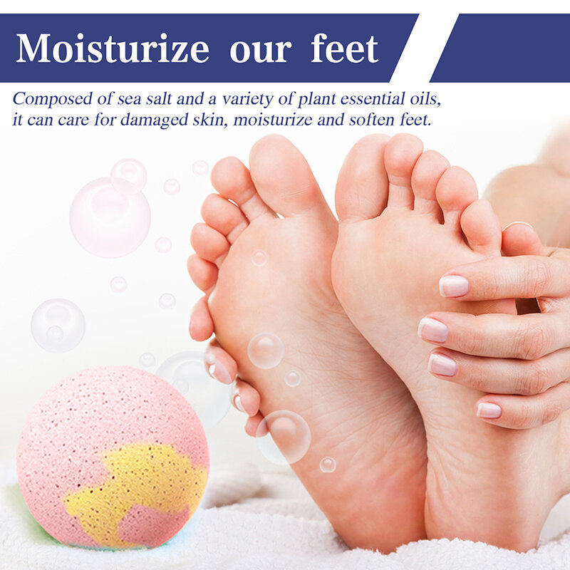 ลูกบอลอาบน้ำเท้าน้ำมัน Essential 6ชิ้นเม็ดยาแช่เท้าให้ความชุ่มชื้นขัดผิวแช่ลูกบอลเหงื่อเกลืออาบน้ำ