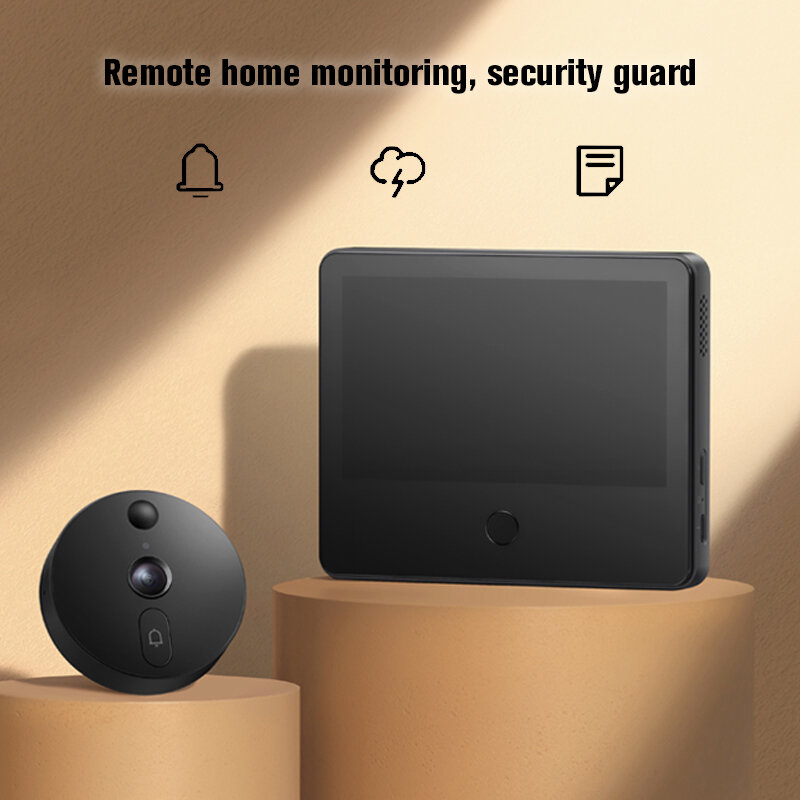 Xiaomi-Smart Cat's Eye Security Protection Campainha, 5-Polegada Tela IPS, Câmera de Vídeo, HD, Visão Noturna, Wi-Fi, Alarme App, 1S, 1080P