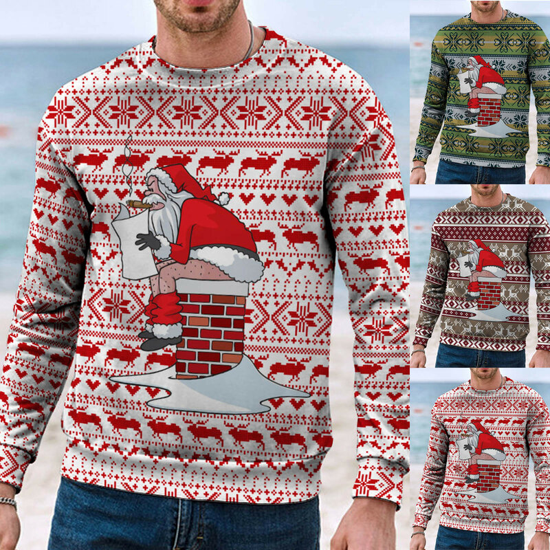2023 abbigliamento natalizio felpa con cappuccio da uomo stampata in 3d pupazzo di neve comoda felpa girocollo stile coppia di grandi dimensioni allentata