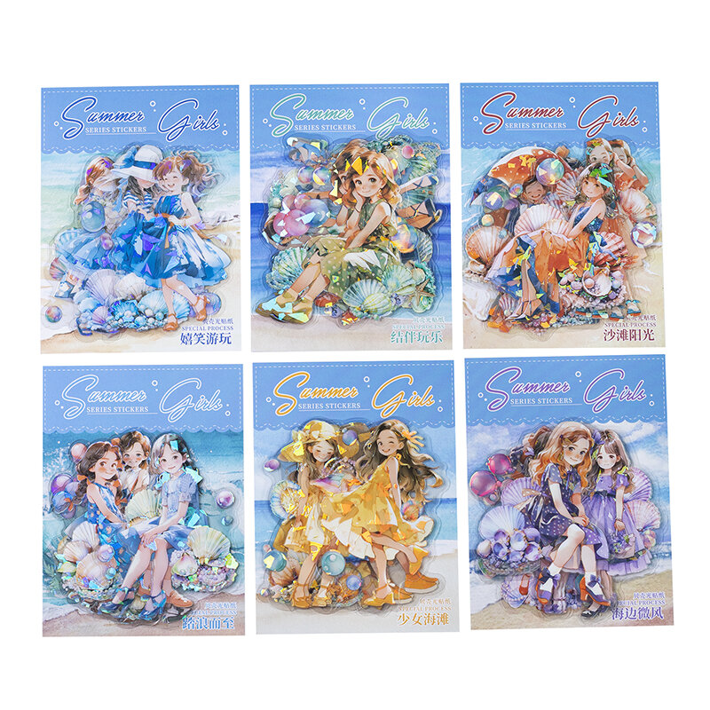 علامات سلسلة الصيف للفتيات ، زخرفة ألبوم الصور ، ملصق الحيوانات الأليفة ، 12 عبوة لكل مجموعة