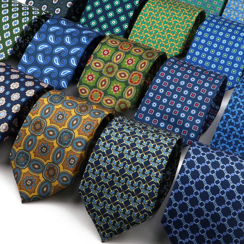 Gravatas de seda padrão geométrico para homens, gravata macia para casamento, terno para reunião de negócios, moda de alta qualidade, 51 cores, 7,5 cm, novo
