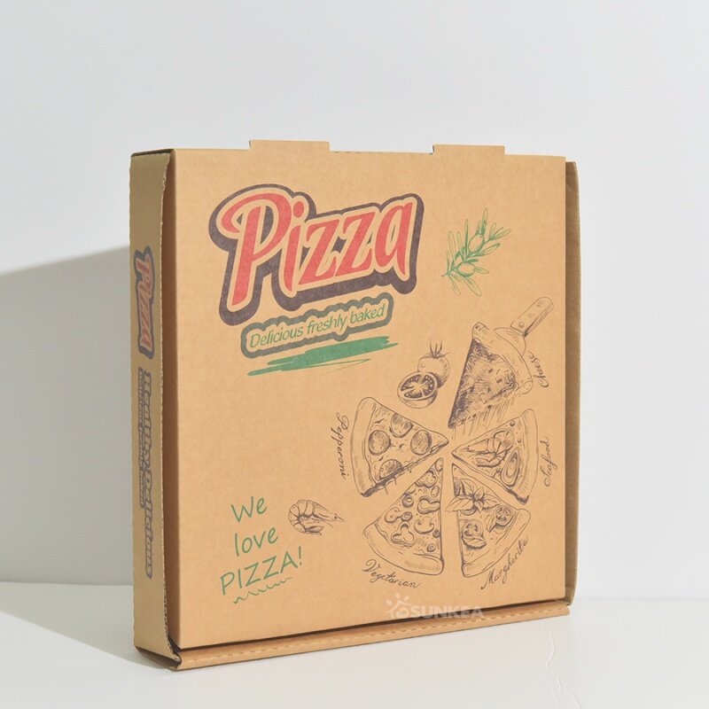 Customized product6/7/8/9/10/11/12/13 inch Flute Corrugated Custom Printed Food Packaging italian Pizza Box