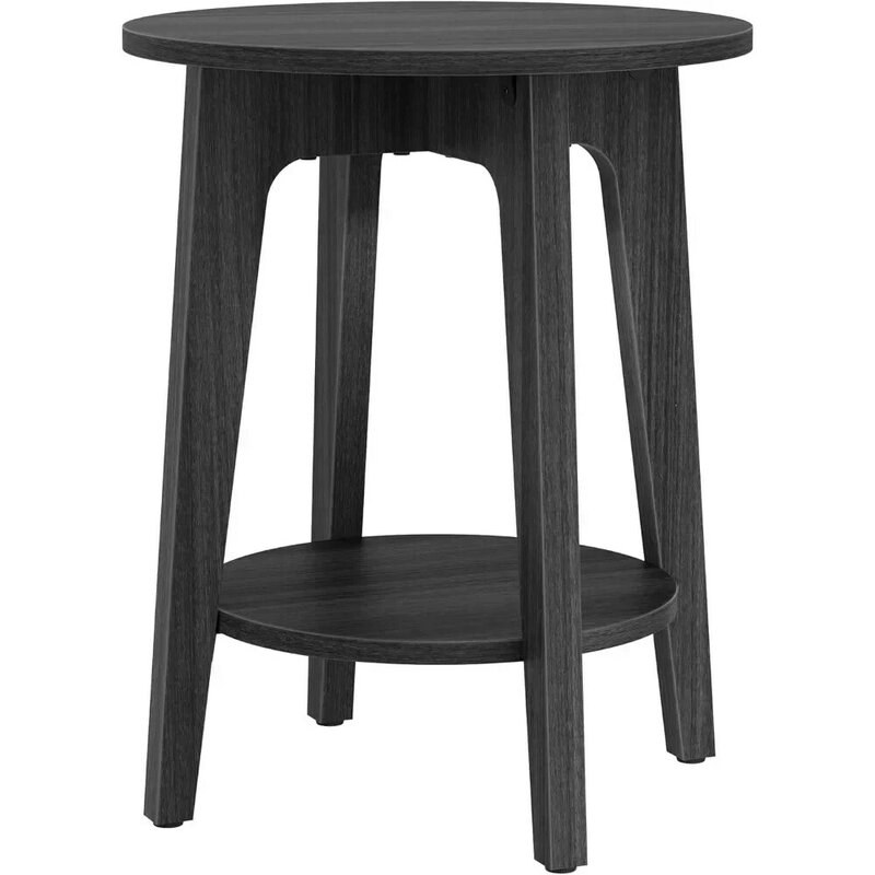 Маленький круглый стол, прикроватный столик для небольших пространств, в современном стиле, черный, прикроватный столик 15,8x15,8x19,7 дюймов