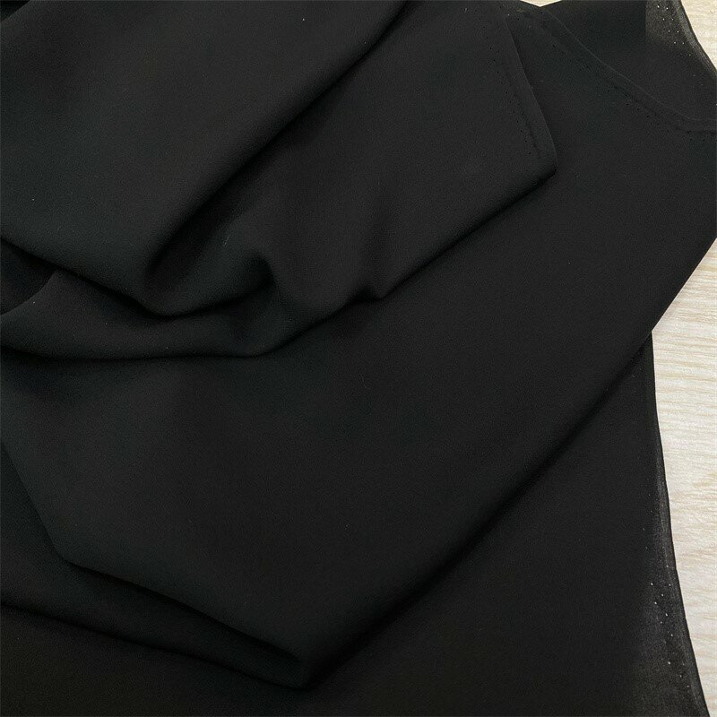 Mulberry Silk Old Materials Heavy Crepe Georgette 114 Width 19-20 M Black Fabric