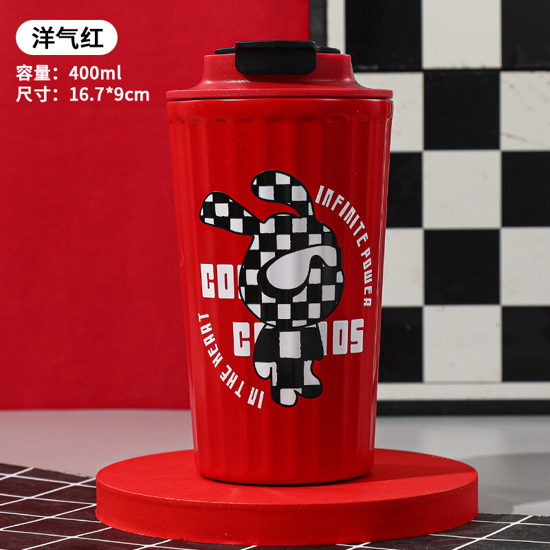Thermo Cafe Car Thermos Mug for Tea Water Coffee Leak_Proof Travel Thermo Cup Coffee Mug 400ML Double Stainless Steel