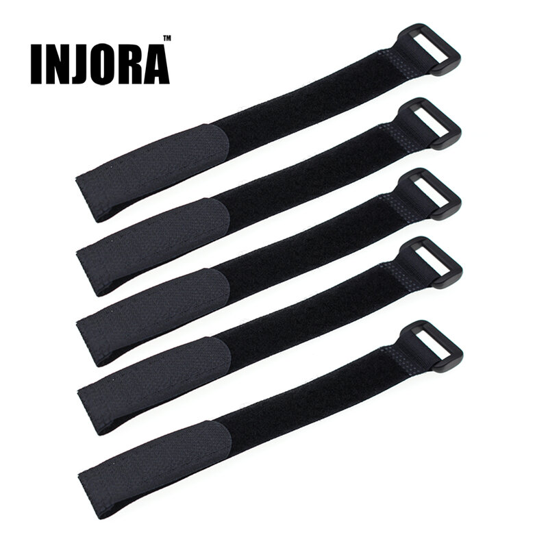 INJORA-Lot de 5 sangles coordonnantes pour batterie de voiture RC, câble noir durable, 2x20cm/2x30cm