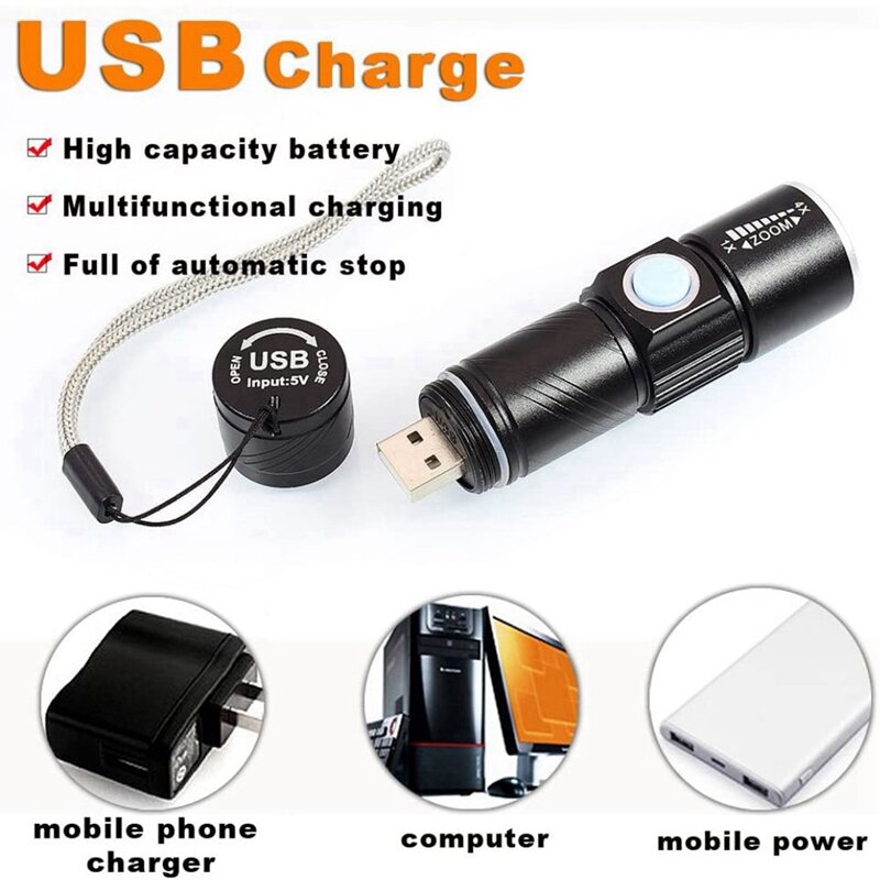 2x 395nm UV-Licht Taschenlampe Schwarzlicht USB wiederauf ladbare LED-Taschenlampe wasserdichte Inspektion Haustier Urin Taschenlampe