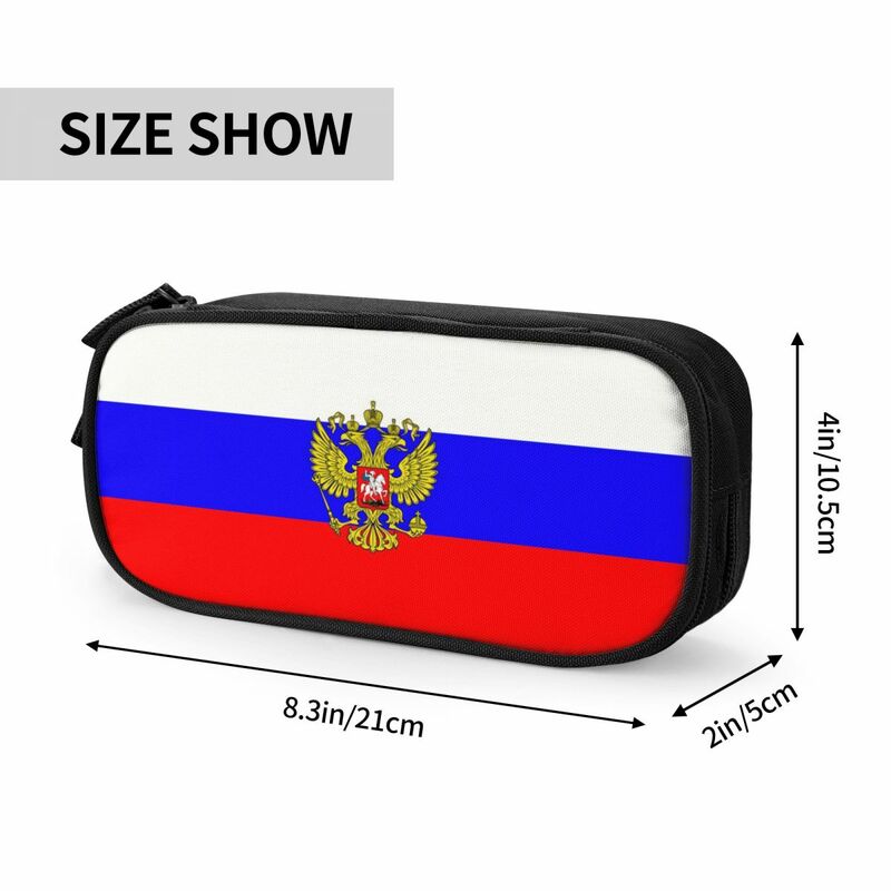 Customized Russian Flag Pencil Cases for Girl Boy Large Capacity Pen Box Bag Stationery