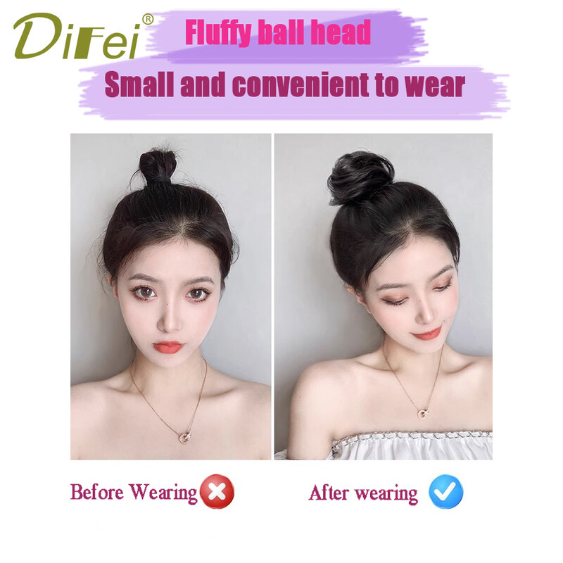 DIFEI-peluca sintética con cabeza de bola para mujer, con anillo postizo, bolsa de peluca con cabeza de flor Natural, 2024