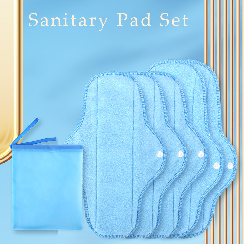 BIAI 5 buah bantalan menstruasi wanita tahan air pembalut wanita bantalan perawatan dapat dicuci dapat digunakan kembali handuk sanitasi untuk wanita