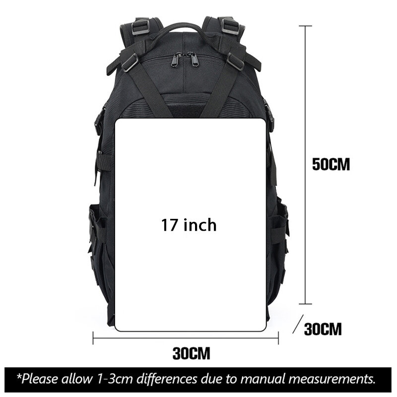40L Camping Backpack Military Bag Men Travel Bags Tactical Army Molle Climbing Rucksack Hiking Outdoor Shuolder Bag Black XA714A