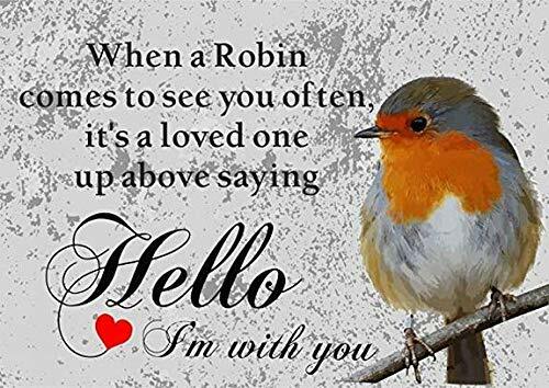 Jesiceny New Tin Sign Robin Bird Wildlife Loved One Style Metal Sign Aluminum Metal Sign for Wall Decor 8x12 INCH