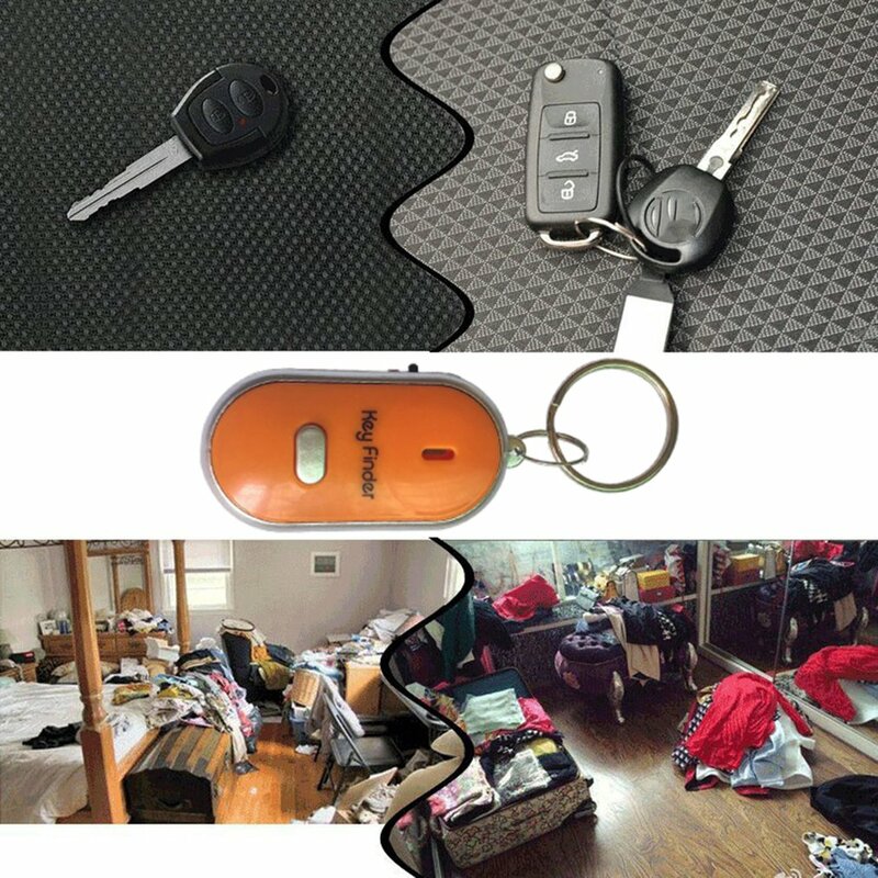 Mini sifflet détecteur de clés Anti-perte, portefeuille d'alarme, traqueur d'animaux de compagnie, clignotant intelligent, localisateur à distance, localisateur de porte-clés + LED