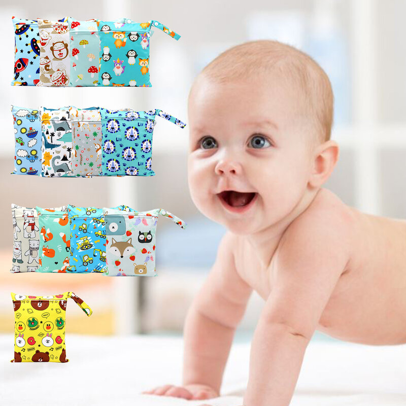 Bolsa de almacenamiento portátil para pañales de bebé, bolso impermeable, bolsa seca y húmeda con dos cremalleras, # WO
